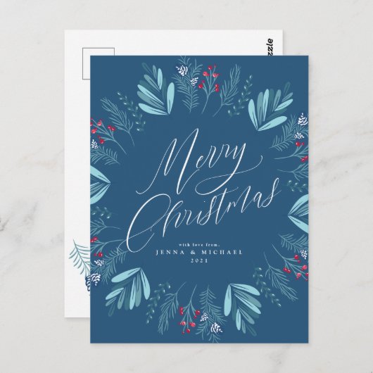 Carte Postale Joyeuse couronne de Noël (Devant / Derrière)