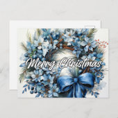 Carte Postale Joyeuse couronne de Noël | Joyeuses fêtes (Devant / Derrière)