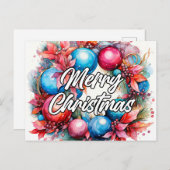 Carte Postale Joyeuse couronne de Noël | JOYEUSES FÊTES (Devant / Derrière)