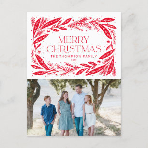 Carte Postale Joyeuse couronne rouge Noël