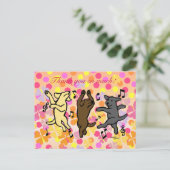 Carte Postale Joyeuse danse Labrador Trio Cartoon Floral (Debout devant)