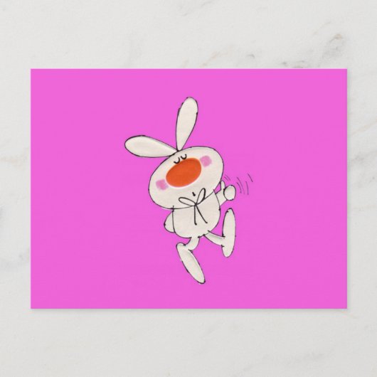 Carte Postale Joyeuse danse mignonne lapin blanc (Devant)
