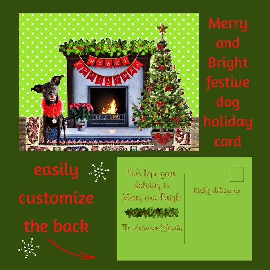 Carte postale Joyeuse de Noël de chien festif mign