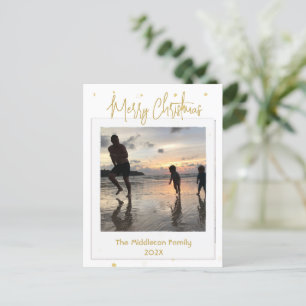 Carte postale Joyeuse en or de la famille de Noël