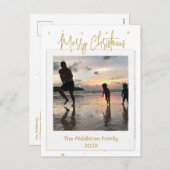 Carte postale Joyeuse en or de la famille de Noël (Devant / Derrière)