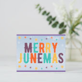 Carte postale joyeuse et colorée de Junemas (Debout devant)