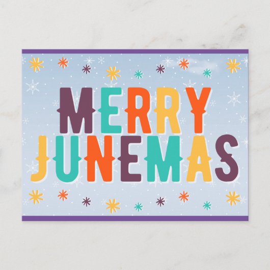 Carte postale joyeuse et colorée de Junemas (Devant)