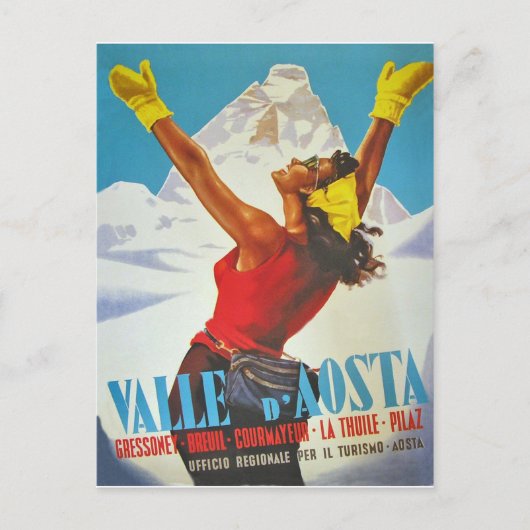 Carte Postale Joyeuse femme dans la Vallée d'Aoste, Italie. Vint (Devant)