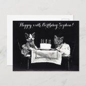 Carte Postale Joyeuse fête d'anniversaire avec un chat vintage m (Devant / Derrière)