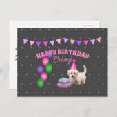 Carte Postale Joyeuse fête d'anniversaire pour un chiot adorable (Devant / Derrière)