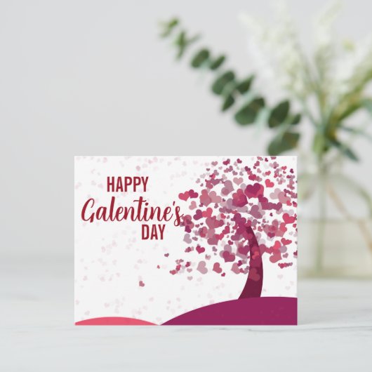 Carte Postale Joyeuse fête de Galentine's Day, Arbre aux cœurs (Debout devant)