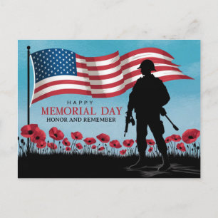 Carte Postale Joyeuse fête de la mémoire Coquelicots rouges Mili