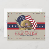 Carte Postale Joyeuse fête de la mémoire drapeau USA militaire (Devant / Derrière)
