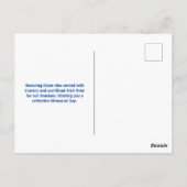 Carte Postale Joyeuse fête de la mémoire drapeau USA militaire (Dos)