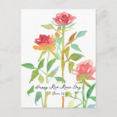 Carte Postale Joyeuse fête de la rose rouge 10 juin Fête nationa (Devant)