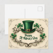 Carte Postale Joyeuse fête de la Saint-Patrick, modèle de trèfle (Devant / Derrière)