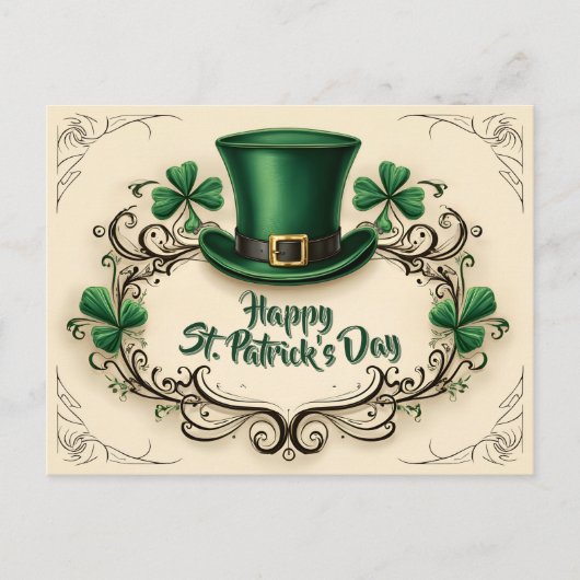 Carte Postale Joyeuse fête de la Saint-Patrick, modèle de trèfle (Devant)