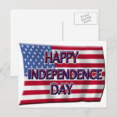 Carte Postale Joyeuse fête de l'indépendance avec le drapeau des (Devant / Derrière)