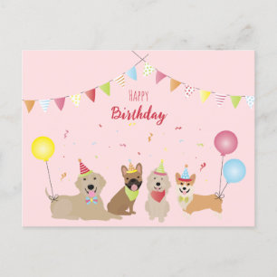 Carte Postale Joyeuse fête des chiens d'anniversaire
