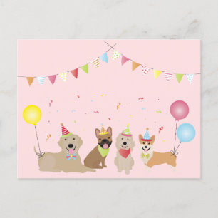 Carte Postale Joyeuse fête des chiens d'anniversaire