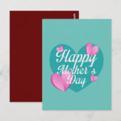 Carte Postale Joyeuse Fête Des Mères Avec Amour Et Coeurs (Devant / Derrière)