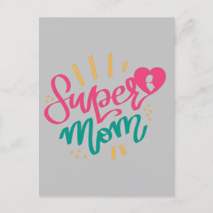 Carte Postale Joyeuse Fête des mères avec amour Ma Super Maman