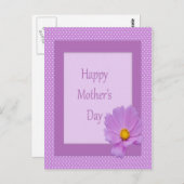 Carte Postale Joyeuse fête des mères avec Fleur violette claire (Devant / Derrière)