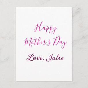 Carte Postale Joyeuse fête des mères calligraphie rose maman gra