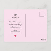 Carte Postale "Joyeuse Fête des Mères" Cœur de fleur à l'aquarel (Dos)