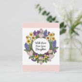 Carte Postale Joyeuse Fête Des Mères De Fille Floral Wreath (Debout devant)