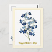 Carte Postale Joyeuse Fête des Mères Fleurs de Campanules Bleues (Devant / Derrière)