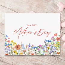 Joyeuse Fête des Mères Fleurs Sauvages Colorées