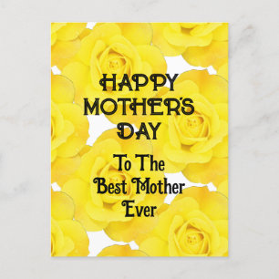Carte Postale Joyeuse fête des mères Jaune Floral message person