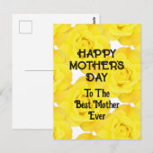Carte Postale Joyeuse fête des mères Jaune Floral message person (Devant / Derrière)