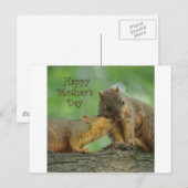 Carte Postale Joyeuse fête des mères - Maman et Bébé écureuil (Devant / Derrière)