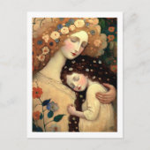 Carte Postale Joyeuse fête des Mères Peinture de mère et de fill (Devant)