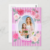 Carte Postale Joyeuse Fête des Mères Roses Roses (Devant / Derrière)