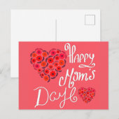 Carte Postale Joyeuse Fête des Mères Roses rouges Aimer Typograp (Devant / Derrière)