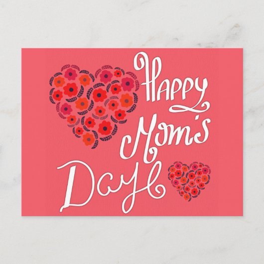 Carte Postale Joyeuse Fête des Mères Roses rouges Aimer Typograp (Devant)