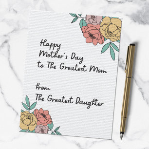 Carte Postale Joyeuse Fête des Mères Super Maman Fleurs Florales