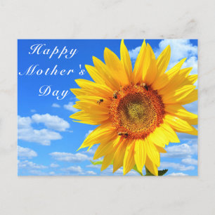 Carte Postale Joyeuse Fête des Mères Tournesol et abeilles sur l