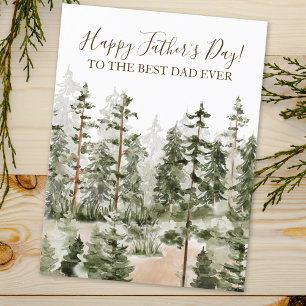 Carte Postale Joyeuse Fête des Pères Aquarelle Rustique Forêt Ve