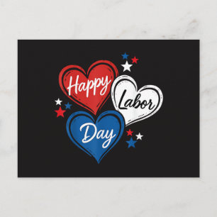 Carte Postale Joyeuse Fête du Travail Cœurs Patriotiques Rouge B