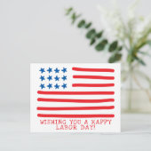 Carte Postale Joyeuse fête du travail | Drapeau américain à main (Debout devant)