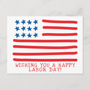 Carte Postale Joyeuse fête du travail Drapeau américain à main