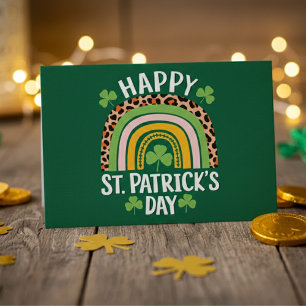Carte Postale Joyeuse Fête Saint Patrick Arc-en-ciel Trèfle 