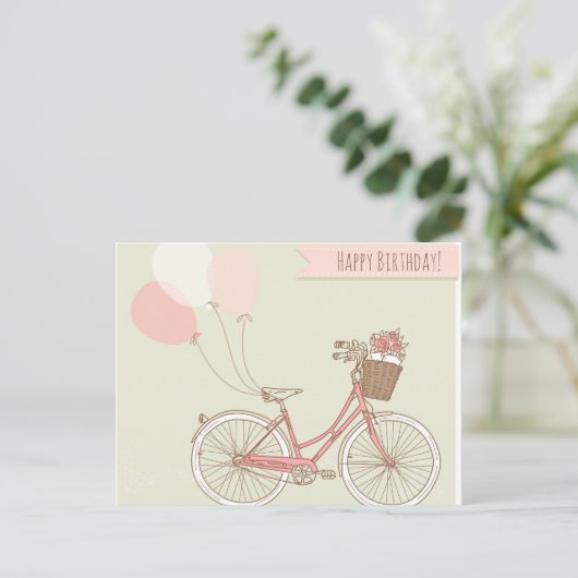 Carte Postale Joyeuse fille cycliste anniversaire (Debout devant)