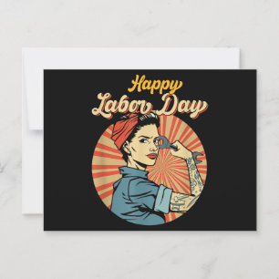 Carte Postale Joyeuse Fille de la Fête du Travail Forte Mouvemen