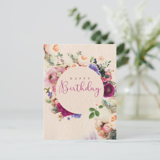 Carte Postale Joyeuse fleur d'anniversaire (Debout devant)