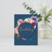 Carte Postale Joyeuse fleur d'anniversaire bleu (Debout devant)